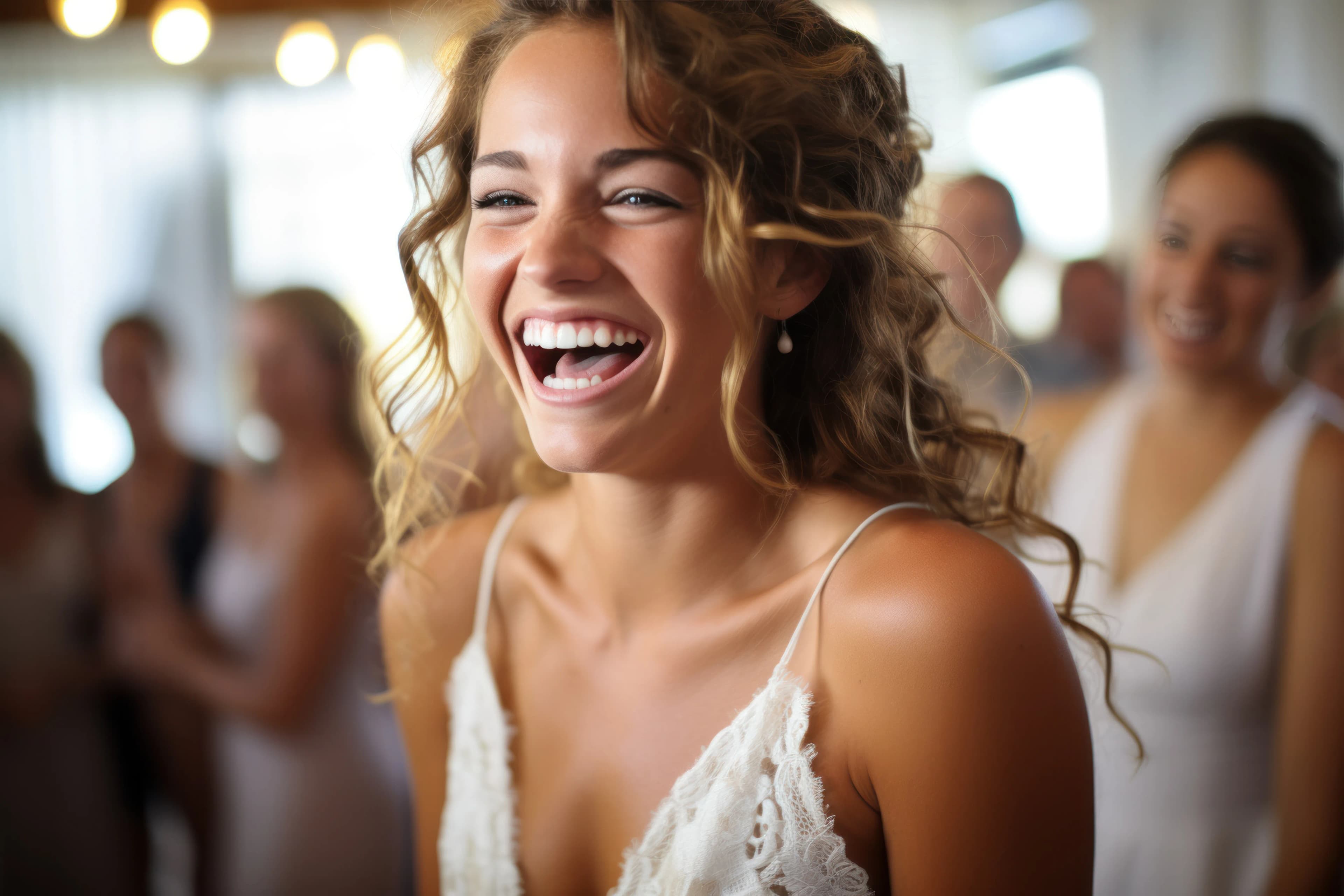Bride showcasing a radiant smile after cosmetic dentistry treatment at Cy Becker Dental
